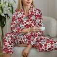 thumbnail image 6 of Uemuo Red Hawthorn Pattern Womens Pajama Sets,PJ Set for Women,Pajamas for Women Logo,Long Sleeve Pajama Set for Women,Soft Long Sleeve Top With Pants-Medium, 6 of 9