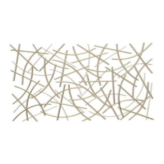 Polaris Rectangle Curved Metal Abstract Wall Art - Gold