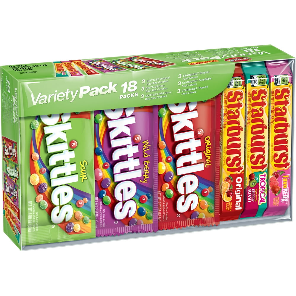 Skittles & Starburst Fruity Candy, Full Size Variety Mix Box, 37.05