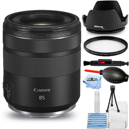 Canon RF 85mm f/2 Macro IS STM Lens 4234C002 - Essential Bundle Includes: Tulip Hood Lens  UV Filter  Cleaning Pen  Blower  Microfiber Cloth and Cleaning Kit