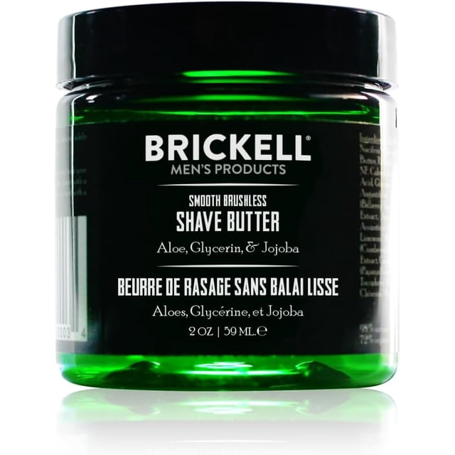 Brickell Men's Smooth Brushless Shave Butter for Men, Natural and Organic Smooth Shaving Butter to Fight Nicks, Cuts and Razor Burn, 59 mL, Unscented