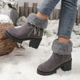 thumbnail image 2 of Xfvqtps Chunky Flatform Boots for Women Furry Lined Winter Ankle Booties Side Zipper Warm Comfortable Shoes Fashion Casual Low Mid Heel Boots Dark Gray, 2 of 9