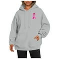 thumbnail image 3 of Hoodies for women Drawstring Long Sleeve Pink Ribbon Graphic Cancer Awareness Hooded Sweatshirts with Pockets Casual Pullover Tops, 3 of 8