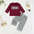 thumbnail image 2 of Toddler Boys Clothes Girl Fall Winter Lattice Long Sleeve Stretch 0 6 12 18 24 Months 2T 3T 4T Shirt and Pant Set Outfits 2Pcs, 2 of 4