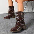 thumbnail image 6 of Western Cowboy Mid Calf Boots with Round Toe and Heel Featuring Buckle Detail for Everyday Wear Comfortable Pull On Design, 6 of 7
