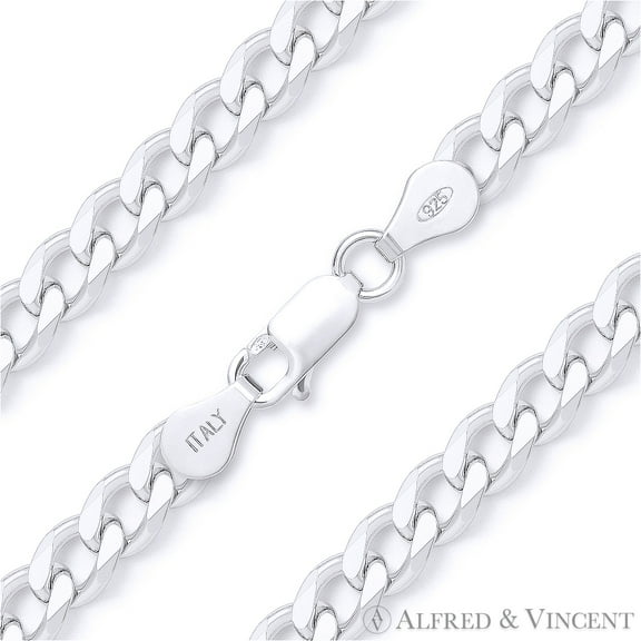3.7mm Cuban / Curb Link Italian Chain Anklet in .925 Sterling Silver