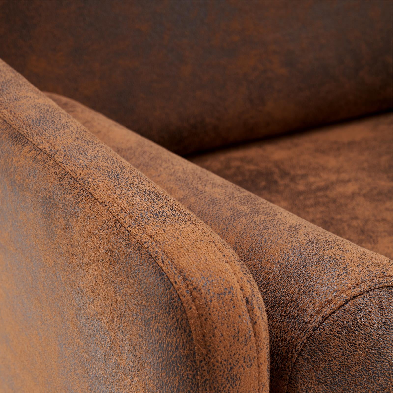 Ktaxon 2 Pieces Living Room Sofa Sets, 38" Parent-Child 1.5 Seater Accent Chair and Small 2 Seater Loveseat with Bronzing Cloth and Waist Pillows Brown
