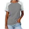 thumbnail image 2 of Hrsba Womens Tops, Stripe Print Crew Neck Short Sleeve Casual Tee Summer Daily Wear Ladies Blouse, 2 of 4