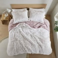 thumbnail image 6 of 3 PCS Full/Queen Shaggy Faux Fur Comforter Mini Set Pink/White, 6 of 10