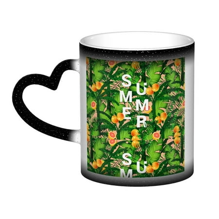 

Color changing mug in the sky Funny Coffee Milk Tea Mug Cup Tropical plant background Ceramic Cup
