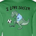 thumbnail image 4 of Inktastic I Love Soccer-dinosaur in Blue Long Sleeve T-Shirt, 4 of 5