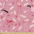 thumbnail image 1 of Flamingo Fabric by the Yard, Exotic Birds Feathers Summer Foliage Theme in Tropical Vibes Print, Decorative Upholstery Fabric for Chairs & Home Accents, Pale Pink Beige and Grey by Ambesonne, 1 of 5