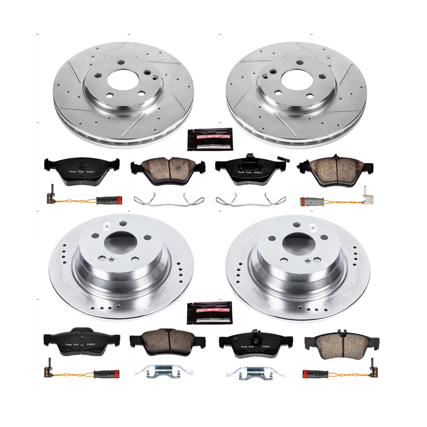 PowerStop Front and Rear Z23 Evolution Sport Carbon-Fiber Ceramic Brake Pad and Drilled & Slotted Rotor Kit Fits: MERCEDES-BENZ Select Models K4511