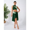 thumbnail image 5 of iiniim Lyrical Dance for Women Sequin Crop Top Mesh Tulle Leotard Skirt Modern Contemporary Dancewear Dark Green XXL, 5 of 7