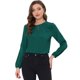 thumbnail image 1 of Allegra K Blusa casual de manga larga con cuello redondo y escote plisado para mujer Verde L Unique Bargains Blusa, 1 of 5