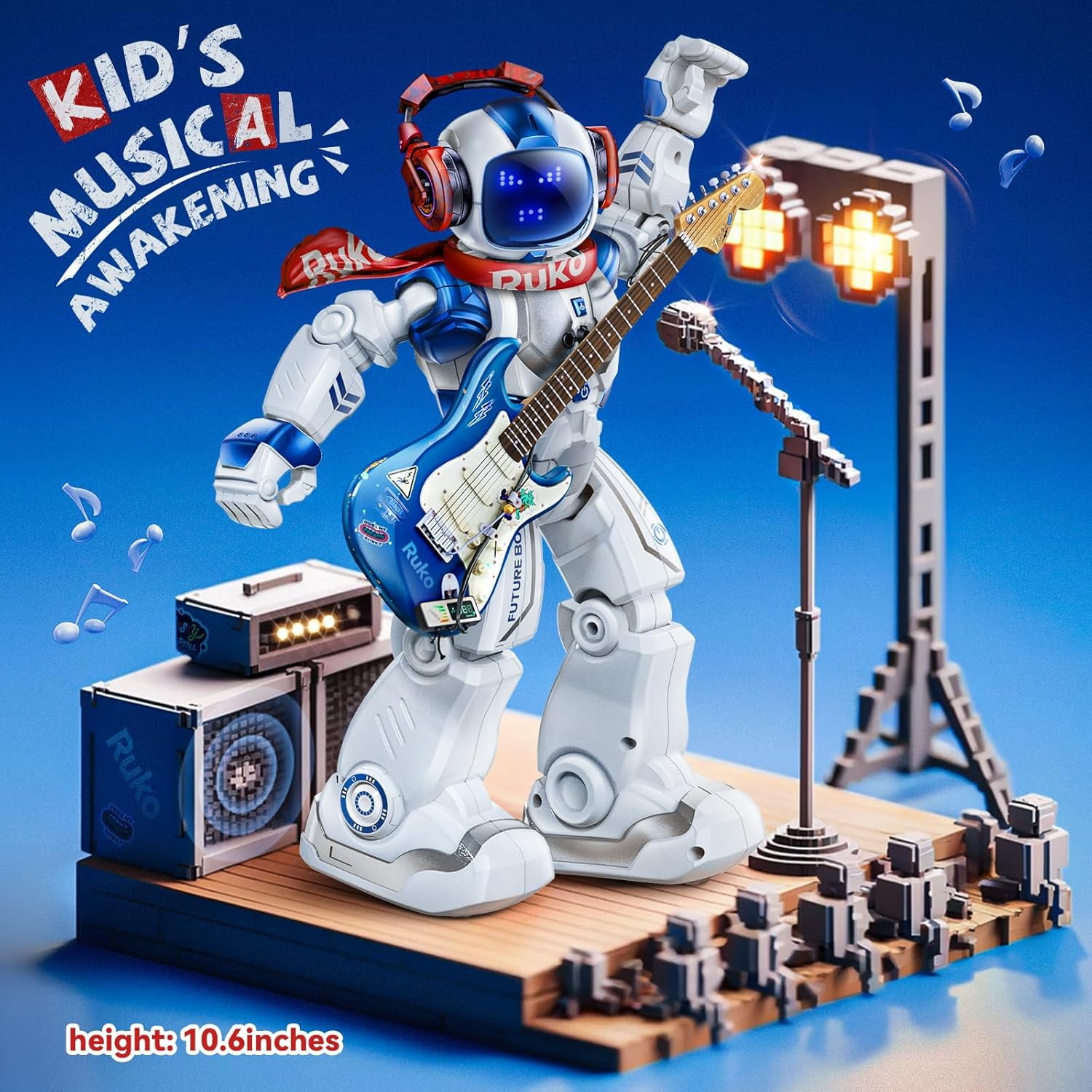 Ruko 6088 Programmable Robot with Gesture, Remote & APP Control, Rechargeable Robots Toys for Boys and Girls, Interactive LED Faces, Q&A Games, Gift for Kids 3–6, Blue