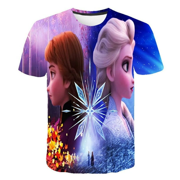 Anna Elsa niños camisetas niñas verano Elsa Frozen ropa bebé camisetas niños manga ropa camiseta 2 3 5 7 8 9-14 años 9T Gao Jinjia LED