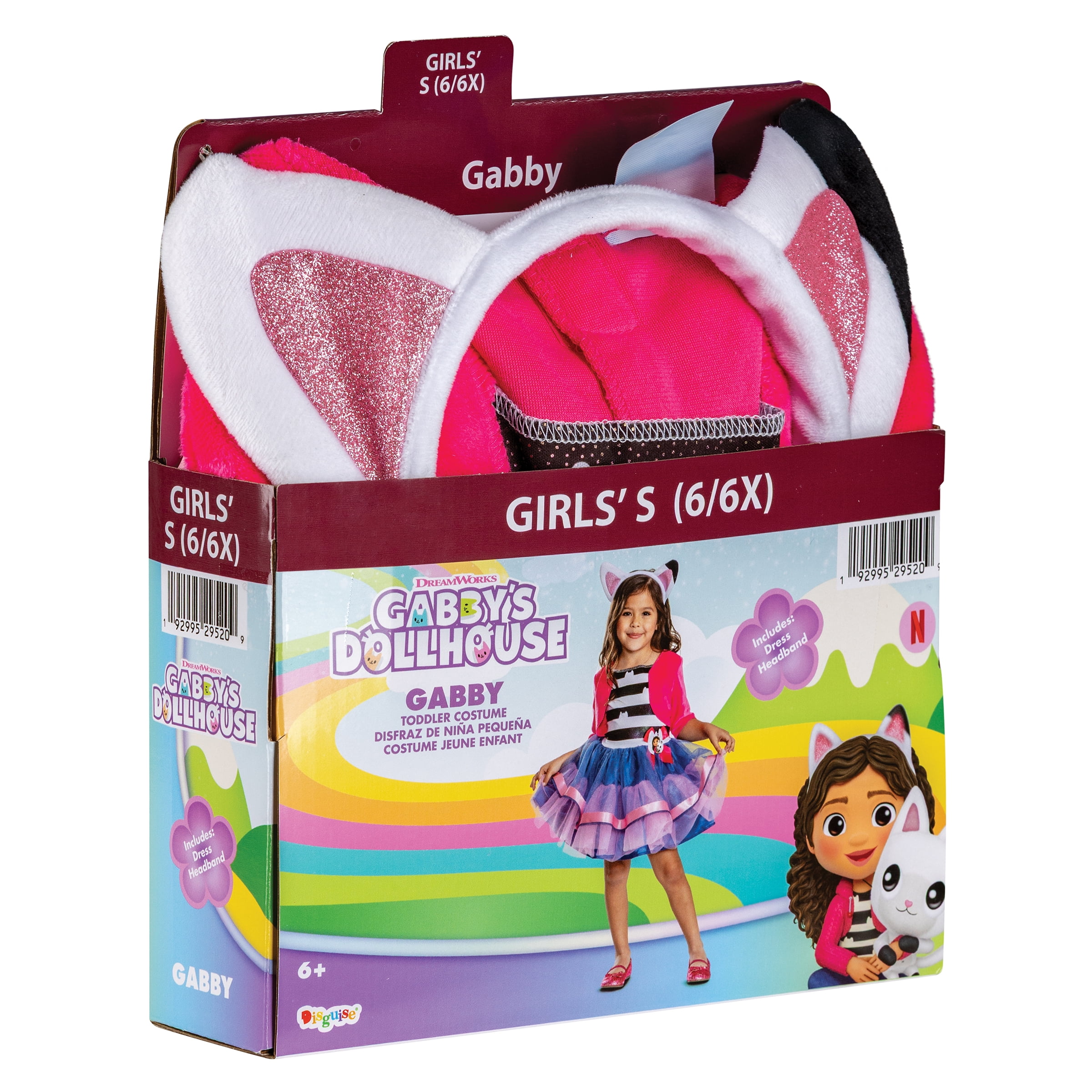 Gabby's Dollhouse Gabby Halloween Costume for Children, 2-Piece, Girls' Size S (6/6X), by Disguise
