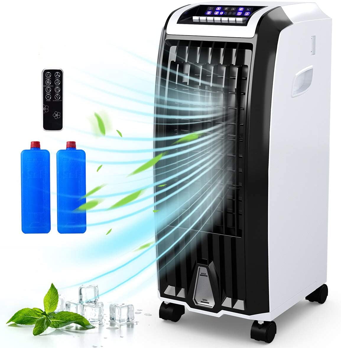 Evaporative Air Cooler Portable Bladeless Air Conditioner Office 3 Speeds Room 7.5-Hour Timer Humidifiers Function for Home 