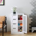 thumbnail image 3 of Bathroom Storage Cabinet Freestanding, Floor Cabinet with 4 Drawers & 1 Cupboard, 3-Level Adjustable Shelf & Anti-Toppling Device, Entryway Storage Unit Console Table, Storage Organizer, White, 3 of 7