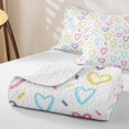 thumbnail image 4 of Erosebridal Cartoon Hearts Print Bed Spread Queen, Love Theme Queen Coverlet Set, 3pcs 1 Quilt and 2 Pillowcases, 4 of 7