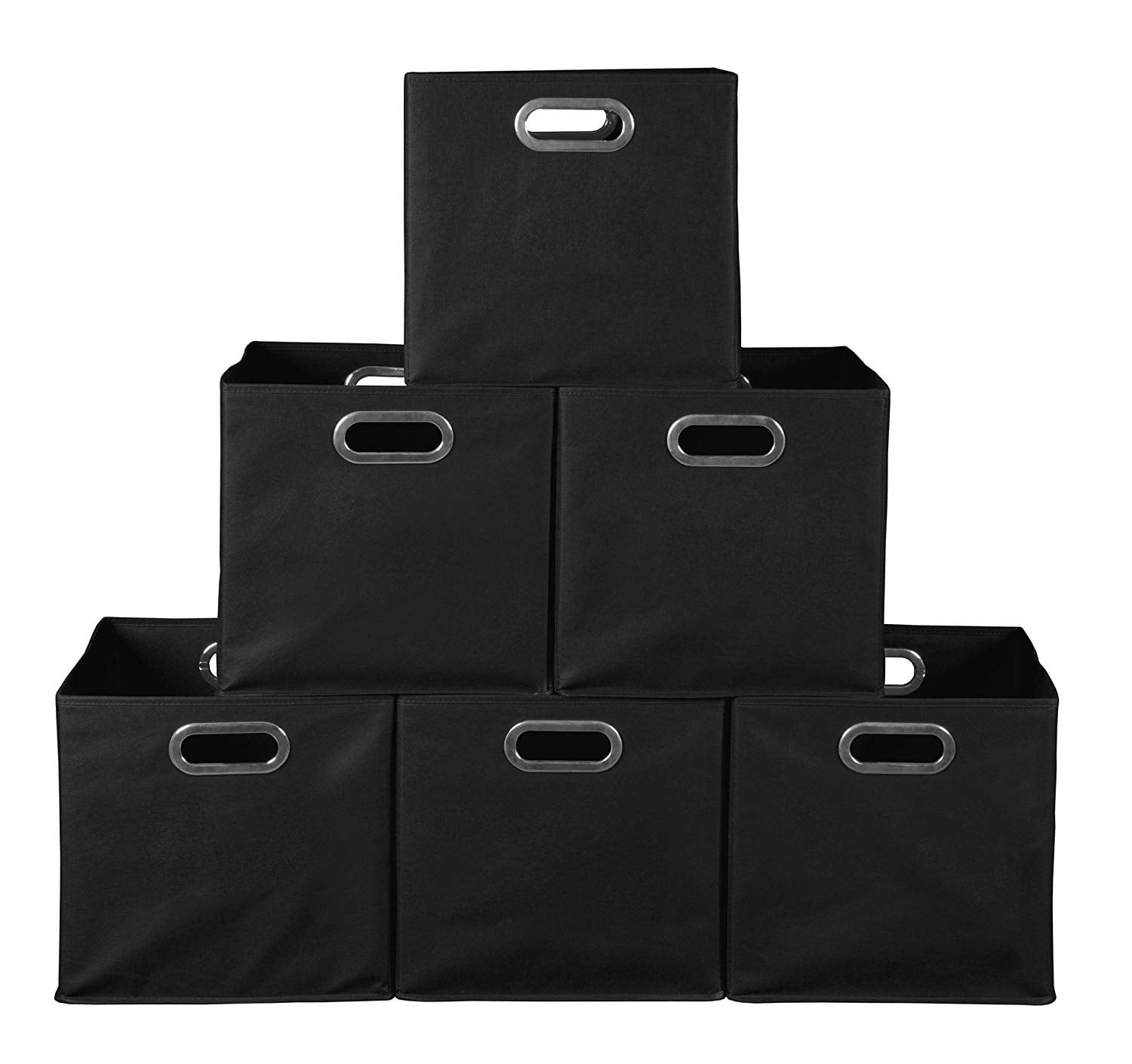 Niche Cubo Foldable Fabric Storage Bin, Built Chrome Handles, Set of 6 - Black
