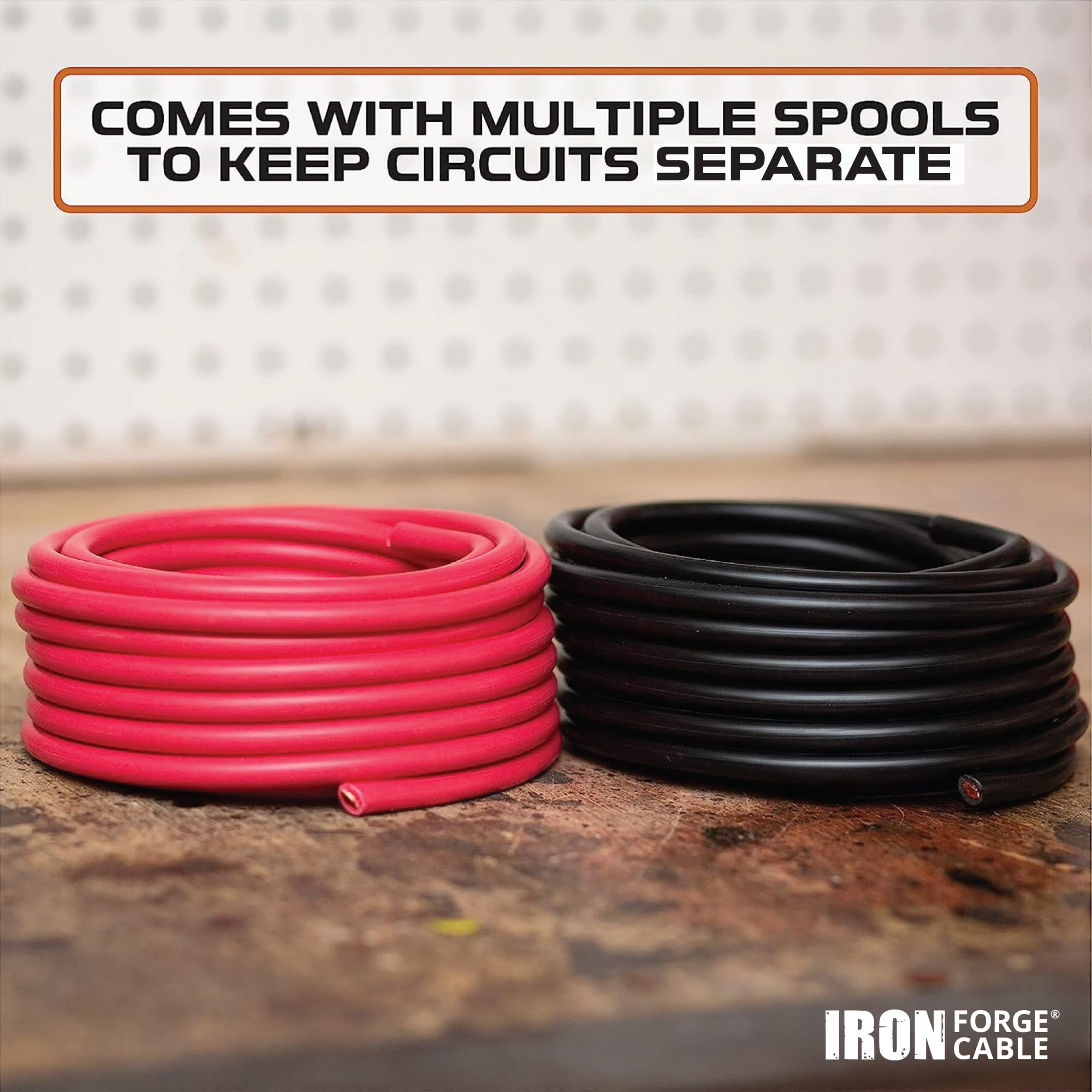 Iron Forge Cable 4 Gauge Wire - 2 Pack 10ft Copper Clad Aluminum Primary Wire - 4 AWG Heavy Duty Cables for Battery or Automotive - 1 Red and 1 Black