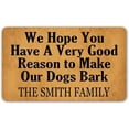 thumbnail image 1 of Custom Funny Doormat We Hope You Have A Very Good Reason to Make Our Dogs Bark Personalized Welcome Indoor Outdoor Entrance Rubber Non-Slip Mat Rug Decor 24"x16", 1 of 6
