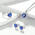 thumbnail image 4 of Juwaliy Women Sapphire Heart Jewelry Set Necklace Earrings Ring September Birthstone Jewelry Set 925 Sterling Silver Birthday Mother's Day Gift, 4 of 8