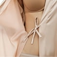 thumbnail image 6 of Women's Silk Robes for Bride Bridesmaid Short Satin Bathrobe Wedding Party Silky V-neck Loungewear with Pocket,Pink,XL, 6 of 7