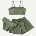 thumbnail image 2 of Youmylove Girl's 3 Piece Swimsuit Solid Color Rullfe Bikini Bathing Suit With Shorts Teen Girls Swimwear Set Girls' Swimwear Swim Suit For 12-14 Years, 2 of 3