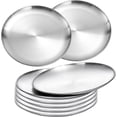 thumbnail image 1 of KAMUGO Placas de Acero Inoxidable de 9 Pulgadas de Metal 304, Juegos de Platos de Cena para Cocina, Platos de Camping 8 Pzas para Picnic, Fiesta Al Aire Libre, 1 of 7