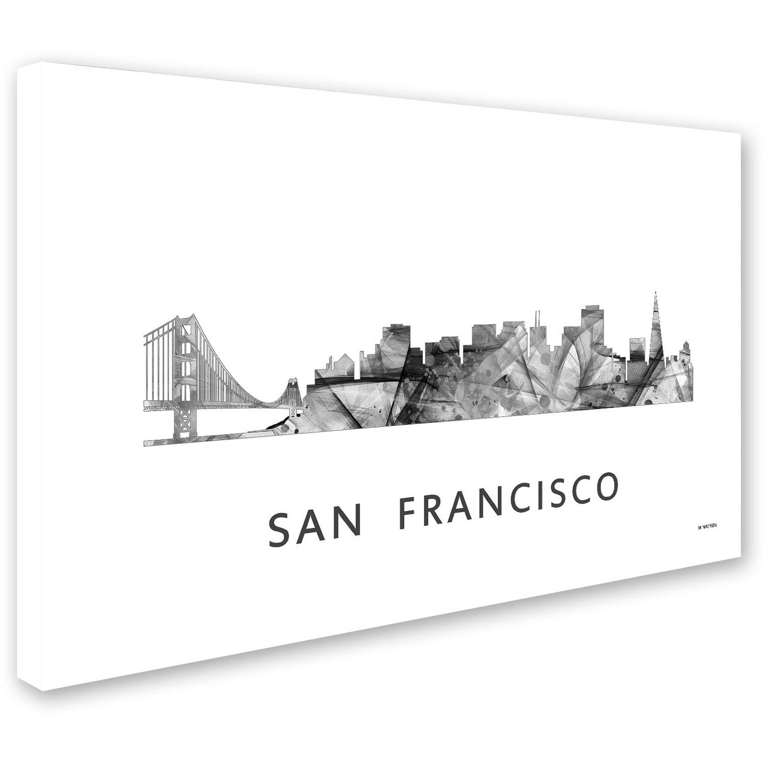 Trademark Fine Art 'San Francisco CA Skyline WB-BW' Canvas Art by Marlene Watson