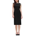 thumbnail image 2 of INSPIRE CHIC Women's Ruffled Sheath Dress Sleeveless 2026 Contrast Color Office Dresses S Black, 2 of 5