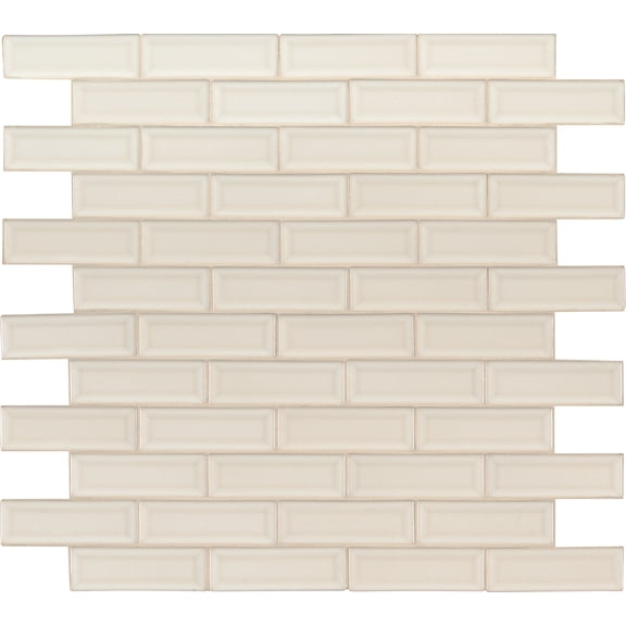 MSI Antique White Beveled 12 in. x 12 in. x 10 mm Ceramic Mesh-Mounted Mosaic Wall Tile (10 sq. ft. / case)