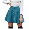 thumbnail image 1 of Jupe Courte Évasée en Velours Côtelé à Boutons Taille Haute pour Femmes, 1 of 6