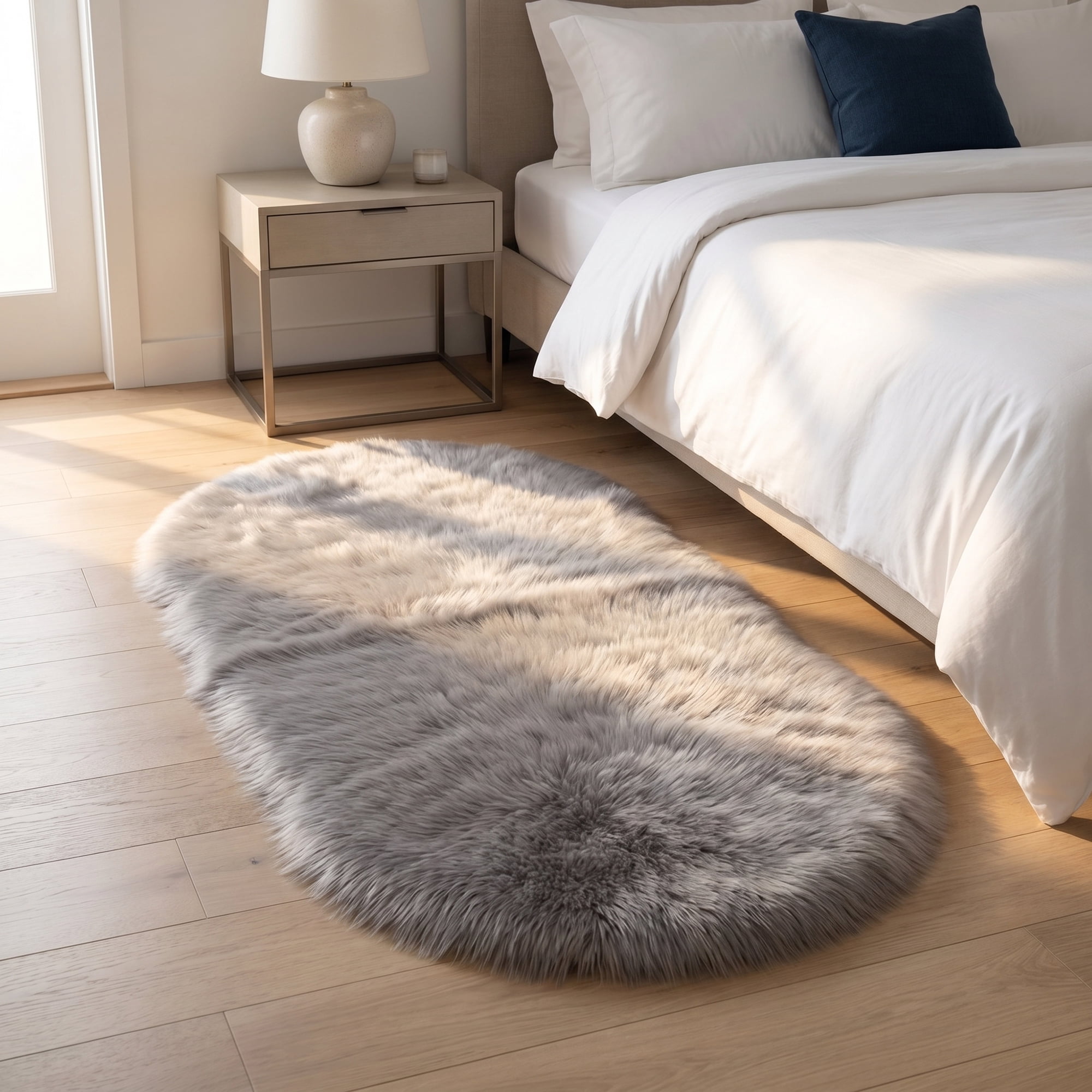 Unique Bargains Shaggy Area Rug Ultra Fluffy Non-Slip Fuzzy Carpet 35" x 24" Light Gray