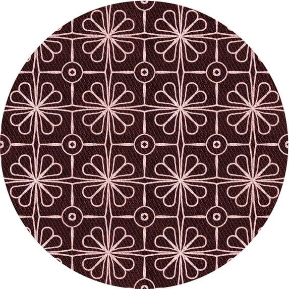 Ahgly Company Indoor Round Patterned Chocolate Brown Area Rugs, 7' Round