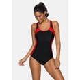 thumbnail image 5 of Attraco One Piece Women Sports Swimwear Sports Swimsuit Colorblock Swimwear Open Back Boyshort Bathing Suits Bikini Monokini, 5 of 7