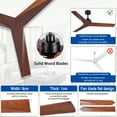 thumbnail image 3 of 52 inch Indoor Matte Black Farmhouse Ceiling Fan without Light with Remote and Walnut Wood Blades, 3 of 8