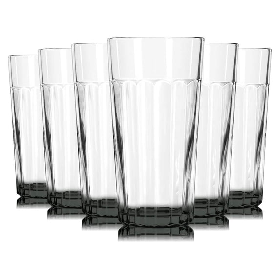 TableTop King 16 oz Jumbo Cooler Glasses, Libbey Bottom Accent, Smoke Gray - Set of 6