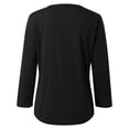 thumbnail image 6 of ATOYSOY Trendy Solid Color Tops Loose Shirts for Women Casual V Neck Button Pullovers Outwear Fall 3/4 Sleeve Tees Black L, 6 of 6