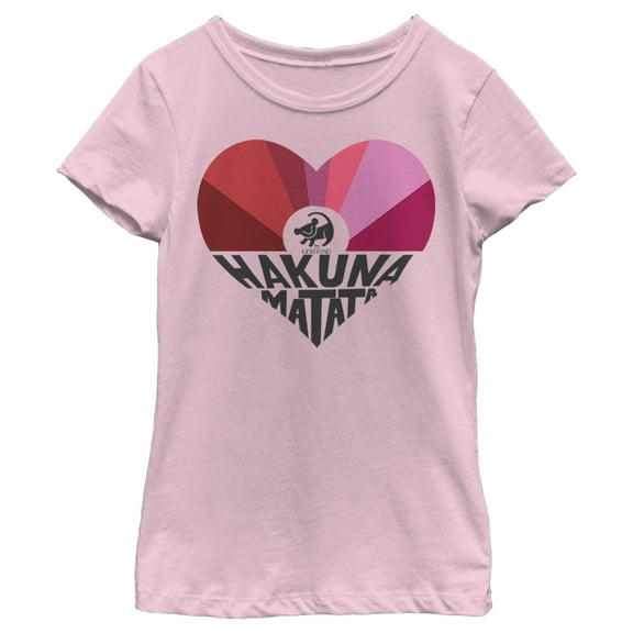 Girl's Lion King Simba Hakuna Matata Heart  Graphic Tee Light Pink X Small