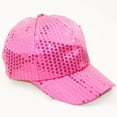 thumbnail image 4 of 2DXuixsh Womens Baseball Caps Visor Hat Jazz Shining Sequin Hat Bling Dance Hats High Top End Plain Cap Fashion Solid Color Cap Beaded Large Cap for Women Hot Pink, 4 of 4