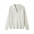 thumbnail image 6 of Jsaierl Women's Ribbed Collared V Neck Sweatshirts Pullovers Soft Comfortable Fashion Casual Work Tops S-2XL, 6 of 6