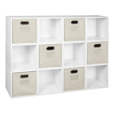 

Cubo Storage Set with 12 Cubes & 6 Canvas Bins White Wood Grain & Natural