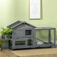 thumbnail image 2 of PawHut Wooden Rabbit Hutch with Openable Roof, Storage Box, Dark Grey, 2 of 10