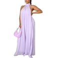 thumbnail image 2 of Qmyliery   Women Sleeveless Halter Jumpsuit with Wide Leg Solid Color Backless Cool Summer Clothing, 2 of 4
