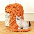 thumbnail image 6 of Chunky Knit Blanket Throw, 100% Hand Knit Chenille Throw Blanket for Sofa & Home Decor, Soft and Cozy Knitted Throw Blankets (Orange, 51"x63"), 6 of 17