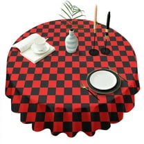 Red and Black Checkered Pattern Round Tablecloth 60"x60",Wrinkle Wipeable Table Cloth for Kitchen Dining Room Picnic Patio Party